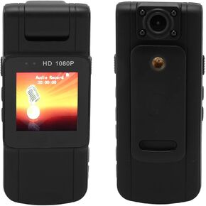 Portable 1080P Police Body Camera, Multifunction 1080P Back Clip Camera, Waterproof Wearable Security for Law Enforcement, 180 Degree Rotation, Back Clip Design