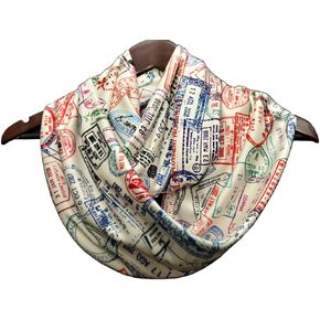 Universal Zone Traveler Scarf, Infinity Scarf with Passport Stamps, Flight Attendant Gift, Travel Agent Gift