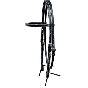 Western Black Latigo Leather Browband Headstall