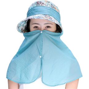 Womens Summer Sunhat Wide Brim Roll Up Sun Visor Hat with Neck Shield Cover Outdoor Cycling UV Sun Protection Block Hat