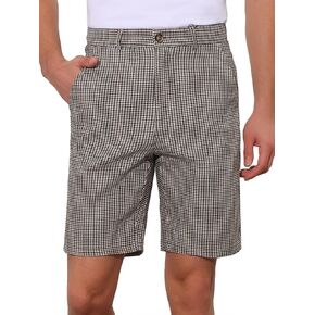 Lars Amadeus Plaid Shorts for Men's Classic Checked Flat Front Business Plaid Chino Shorts