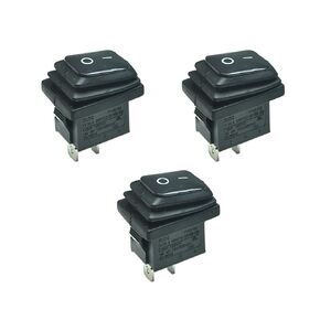 3Pcs Waterproof Rocker Toggle Switch,2 pin Electronics Mini Off-On Rocker Switches,15A 125V/250Vac(Black)