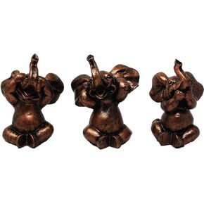 Nature's Mark 3 Baby Elephants See No Evil Speak No Evil Hear No Evil Resin Statue Figurine Home Decorative Accent Decor