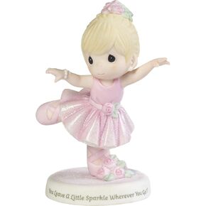 Precious Moments Ballerina Figurine | You Leave A Little Sparkle Wherever You Go Ballerina Girl Bisque Porcelain Figurine | Hand-Painted in Saudi Arabia