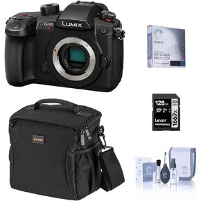 Panasonic Lumix GH5 II Mirrorless Camera Bundle with 128GB SD Card, Shoulder Bag, Screen Protector, Cleaning Kit