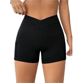 Floerns Women's Asymmetrical High Waist Pocket Sporty Athletic Running Shorts