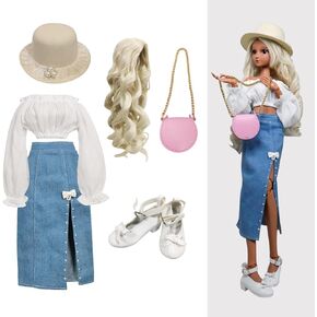 Proudoll 1/3 BJD Doll Clothes 60cm 24in SD Ball Jointed Dolls Set Hat Blouse Jean Skirt Crossbody Bag Shoes