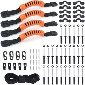 ORLANG Kayak Deck Rigging Kit,Deck Rigging Kit Accessory,Kayak Bungee Rigging Kit,Inclue 19.7 Ft Bungee Cord,10 Nylon Pad Eyes,5 J Hooks Tie Down Hooks,4 Bungee Shock Cord Hooks,Screws,Rivets