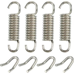 X AUTOHAUX 4 Set 43mm 1.69" Motorcycle Exhaust Pipe Spring with U Shape Hooks Stainless Steel Silver Tone
