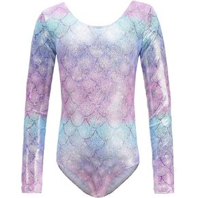Happy Cherry Girls’ Gymnastics Leotards Dance Outfits Soft Tumbling Bodysuits Sparkly Rainbow Mermaid Dance Clothes