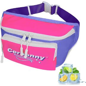 80s 90s الرجعية برودة فاني حزمة للنساء والرجال، حزمة فاني النيون معزولة فاني حزمة قابلة للتجميد مع الجيب الأمامي وحزام الخصر قابل للتعديل يحمل 3 علب في الهواء الطلق، والتخييم والحفلات in Kuwait