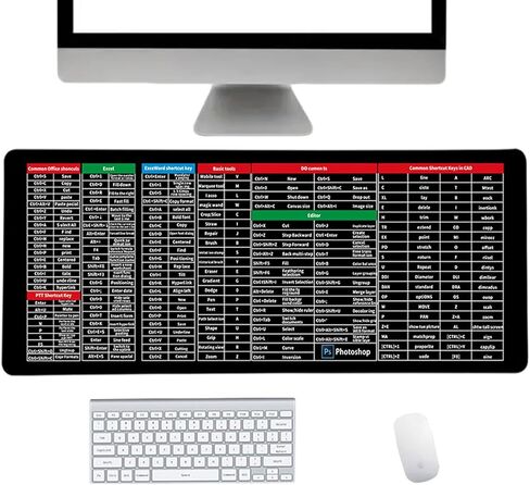 لوحة ماوس ذات اختصارات Excel، لوحة مفاتيح مضادة للانزلاق مع اختصارات، لوحة ماوس للألعاب، لوحة مفاتيح كبيرة جدًا بمفتاح سريع - مع نمط اختصارات برامج المكتب (31.5 * 11.8 بوصة) in Kuwait