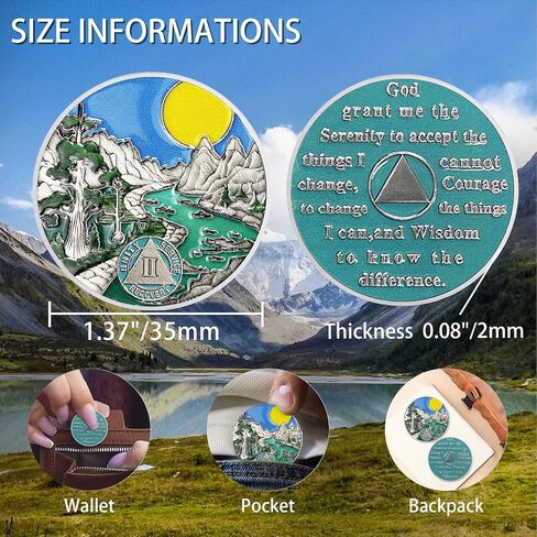 رقاقة رصانة لمدة عامين، ميداليات إنجاز العملات المعدنية الرصينة لمدة عامين، هدايا الرصانة للنساء والرجال، رقائق AA مدمنو الكحول المجهولون، هدية استرداد الإدمان، رمز التأكيد in Kuwait
