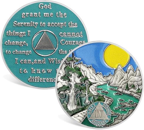 CHURYUML 1 Year Sobriety Coin One Year Sobriety Chip Sobriety Gifts for Women Men AA Chips and Medallions Alcoholics Anonymous Addiction Recovery Gift Sober Anniversary Gifts in Kuwait