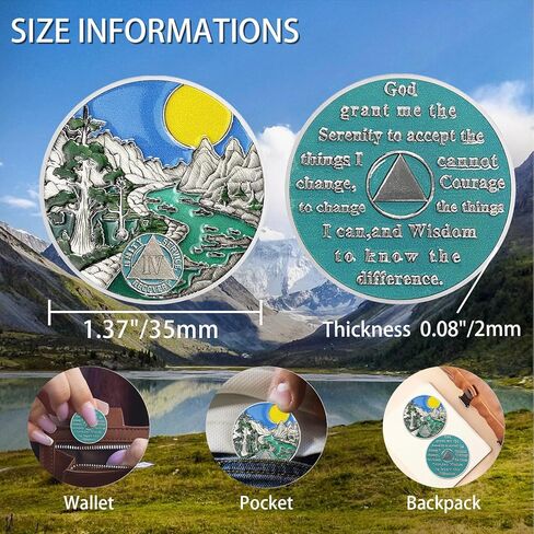 CHURYUML 1 Year Sobriety Coin One Year Sobriety Chip Sobriety Gifts for Women Men AA Chips and Medallions Alcoholics Anonymous Addiction Recovery Gift Sober Anniversary Gifts in Kuwait