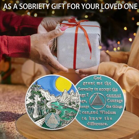 CHURYUML 1 Year Sobriety Coin One Year Sobriety Chip Sobriety Gifts for Women Men AA Chips and Medallions Alcoholics Anonymous Addiction Recovery Gift Sober Anniversary Gifts in Kuwait