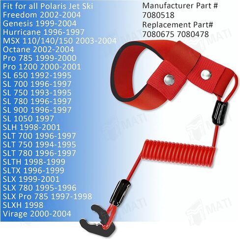M MATI 2PCS Stop Kill Switch Safety Lanyard Band Tether Cord for Polaris Jet Ski SL/SLH/SLT/SLTH/SLTX/SLX/SLXH Freedom Genesis Hurricane MSX Octane Virage 7080518 in Saudi Arabia