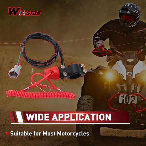 WOOSTAR 7/8" 22mm Handlebar 2 Wire Tether Kill Switch Assembly Replacement for 50cc 70cc 90cc 110cc 125cc 150cc ATV 4 Wheeler Quad in Saudi Arabia