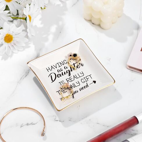Homlouue Gifts for Mom from Daughter, Mothers Day Gifts for Mom, Having Me As a Daughter Is Really the Only Gift You Need Jewelry Tray, Mom Gifts, Birthday Christmas Gifts for Mom, Ceramic Ring Dish in Saudi Arabia