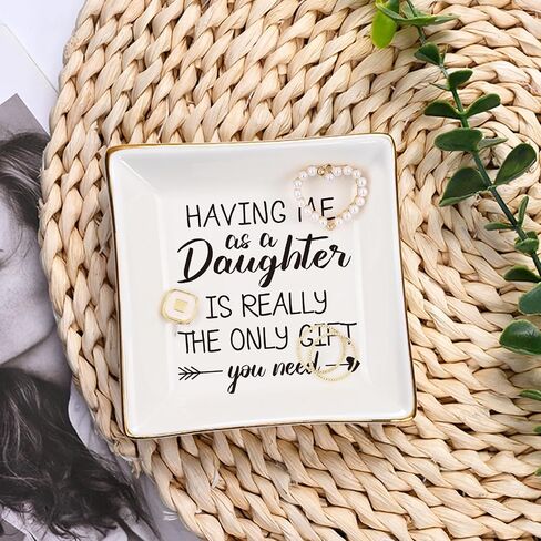 Homlouue Gifts for Mom from Daughter, Mothers Day Gifts for Mom, Having Me As a Daughter Is Really the Only Gift You Need Jewelry Tray, Mom Gifts, Birthday Christmas Gifts for Mom, Ceramic Ring Dish in Saudi Arabia