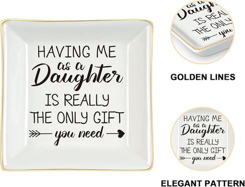 Homlouue Gifts for Mom from Daughter, Mothers Day Gifts for Mom, Having Me As a Daughter Is Really the Only Gift You Need Jewelry Tray, Mom Gifts, Birthday Christmas Gifts for Mom, Ceramic Ring Dish in Saudi Arabia