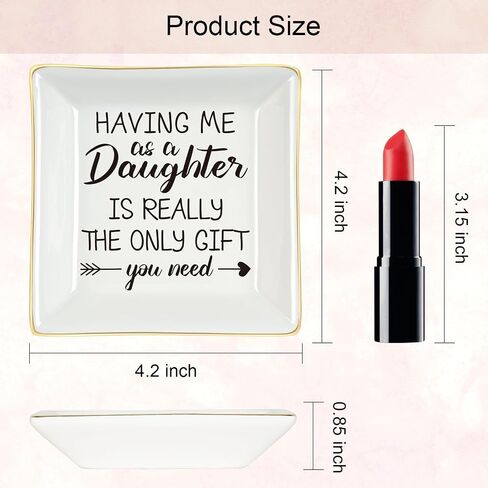Homlouue Gifts for Mom from Daughter, Mothers Day Gifts for Mom, Having Me As a Daughter Is Really the Only Gift You Need Jewelry Tray, Mom Gifts, Birthday Christmas Gifts for Mom, Ceramic Ring Dish in Saudi Arabia