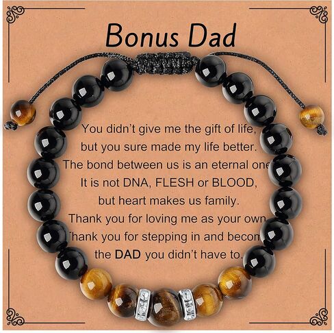 هدايا إضافية للأب، سوار خرز عين النمر قابل للتعديل للرجال، هدية عيد الأب للأب الإضافي من الابنة أو الابن، هدايا عيد ميلاد للأب الإضافي، سوار الأب الخطوة (الأب الإضافي) in Kuwait