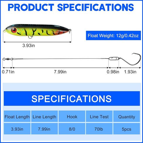 SILANON Catfish Floats Rig,Catfish Rattling Line Float Lures Rig Demon Dragon Stye Peg Floats Santee Cooper Catfishing Rig Tackle Chunky Catfish Rig with Circle Hooks Snaps in Saudi Arabia