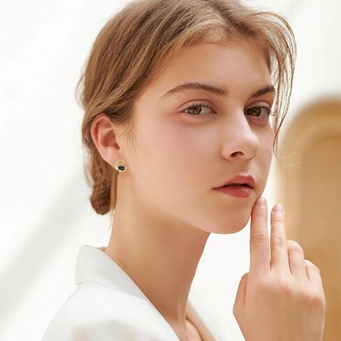 14k الذهب الحقيقي القط أقراط Delicate14k الذهب الأصفر القط وأقراط الهلال القمر الأسود القط مجوهرات هدايا للنساء الفتيات عشاق القط in Kuwait