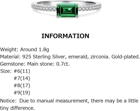 Emerald Cut Sterling Silver/Gold Plated Silver Rings for Women, Genuine May Birthstone Green Gemstone Propose Wedding Jewelry Set in Saudi Arabia