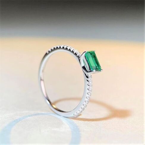 Emerald Cut Sterling Silver/Gold Plated Silver Rings for Women, Genuine May Birthstone Green Gemstone Propose Wedding Jewelry Set in Saudi Arabia