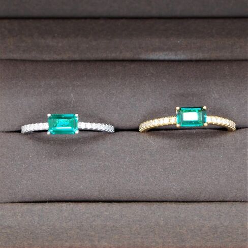 Emerald Cut Sterling Silver/Gold Plated Silver Rings for Women, Genuine May Birthstone Green Gemstone Propose Wedding Jewelry Set in Saudi Arabia