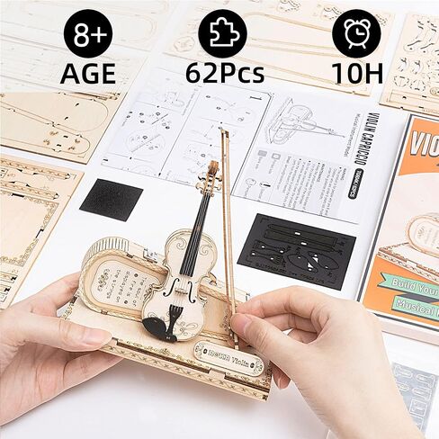 كمان خشبي مصغر من ROKR، مشاريع STEM للأطفال من سن 8 إلى 12 عامًا، مجموعات نماذج للبالغين، ألغاز خشبية ثلاثية الأبعاد للبالغين والأطفال in Kuwait