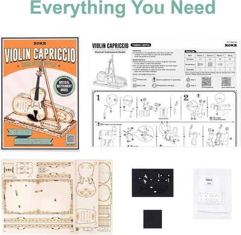 كمان خشبي مصغر من ROKR، مشاريع STEM للأطفال من سن 8 إلى 12 عامًا، مجموعات نماذج للبالغين، ألغاز خشبية ثلاثية الأبعاد للبالغين والأطفال in Kuwait