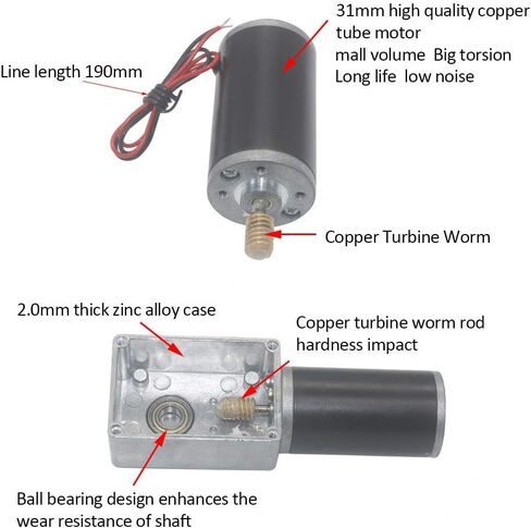 Fafeicy Worm Gear Motor, High Torsion Spee-d Reduce Electric Gearbox Reversible 8mm Shaft 12V(12V 400RPM), Geared Motor in Saudi Arabia