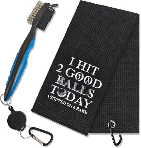 مناشف جولف مطرزة من I Hit 2 Good Today مع مشبك وفرشاة جولف مع سلك تمديد قابل للسحب، مجموعة هدايا منشفة جولف مضحكة ومجموعة إكسسوارات الجولف للرجال والنساء والأم والأب من لاعبي الجولف ومحبي الجولف in Saudi Arabia