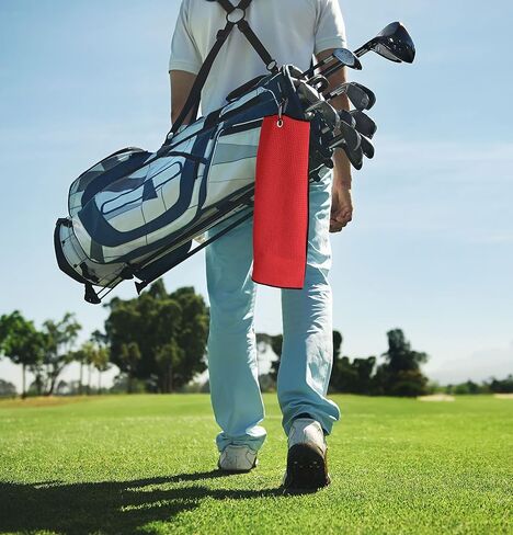 MrTowels Golf Towel Clean Set with Microfiber Waffle Pattern Tri-fold Golf Towel with Bag Clip and Brush Tool Kit with Club Groove Cleaner (4 Towels Pack) in Saudi Arabia