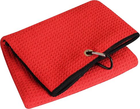 MrTowels Golf Towel Clean Set with Microfiber Waffle Pattern Tri-fold Golf Towel with Bag Clip and Brush Tool Kit with Club Groove Cleaner (4 Towels Pack) in Saudi Arabia