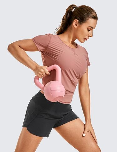 CRZ YOGA Womens Lightweight Gym Athletic Workout Shorts Liner 4" - Quick Dry Running Sport Spandex Shorts Mesh Zipper Pockets in Saudi Arabia