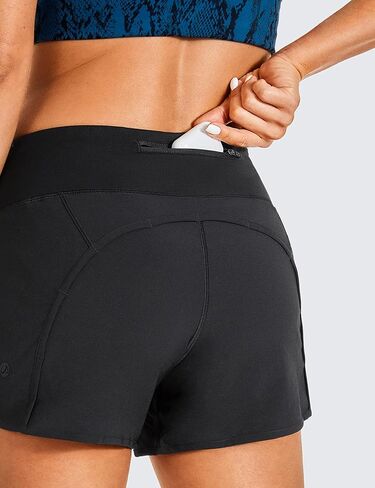 CRZ YOGA Womens Lightweight Gym Athletic Workout Shorts Liner 4" - Quick Dry Running Sport Spandex Shorts Mesh Zipper Pockets in Saudi Arabia