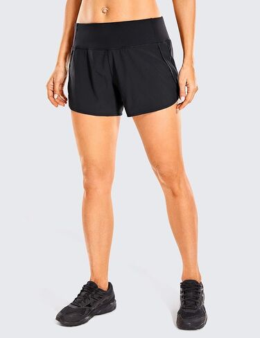 CRZ YOGA Womens Lightweight Gym Athletic Workout Shorts Liner 4" - Quick Dry Running Sport Spandex Shorts Mesh Zipper Pockets in Saudi Arabia