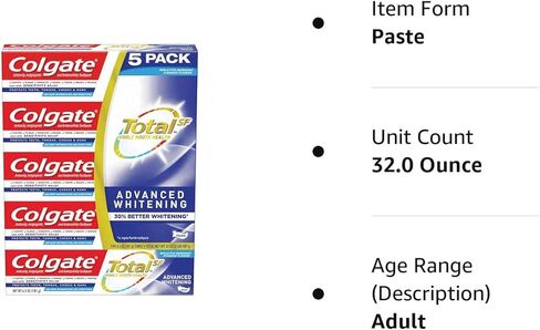 Colgate Total SF Advanced Whitening Toothpaste, 6.4 Ounce (Pack of 5) in Saudi Arabia