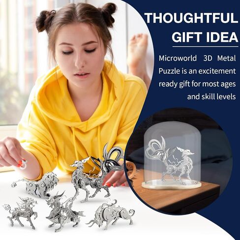 مجموعات نماذج معدنية ثلاثية الأبعاد من Microworld، ألغاز معدنية ثلاثية الأبعاد كبيرة ذات ذيل تسعة، مجموعة علب فولاذية ألغاز ثلاثية الأبعاد للبالغين، ألعاب تحفيز دماغ الحيوانات لديكور المنزل in Kuwait