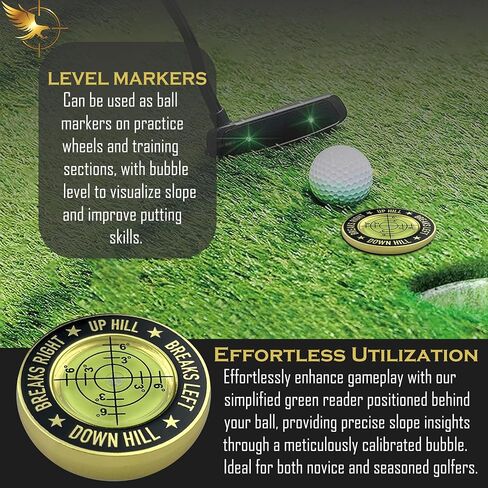 GOLD'N GOLF Pro Golf Green Reader، ملحقات مستوى الجولف للرجال والنساء، علامة كرة الجولف، وضع مساعد القراءة باللون الأخضر، هدية جميلة لمحبي الجولف in Saudi Arabia
