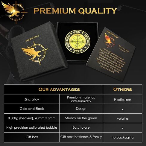 GOLD'N GOLF Pro Golf Green Reader، ملحقات مستوى الجولف للرجال والنساء، علامة كرة الجولف، وضع مساعد القراءة باللون الأخضر، هدية جميلة لمحبي الجولف in Saudi Arabia