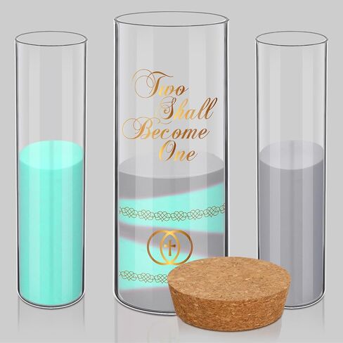 Irenare Unity Sand Ceremony Unity Sand Kit for Wedding Ceremony Set Include 3 Pcs Sand Ceremony Vase, 2 Bags Sand, 1 Cork Stopper for Weddings Engagement Anniversary Memorial Bridal Party(Wedding) in Saudi Arabia