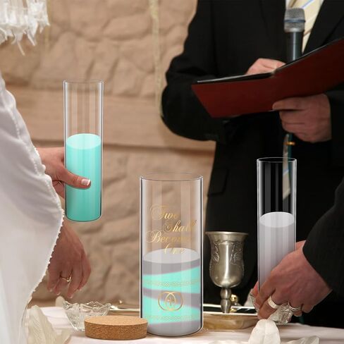 Irenare Unity Sand Ceremony Unity Sand Kit for Wedding Ceremony Set Include 3 Pcs Sand Ceremony Vase, 2 Bags Sand, 1 Cork Stopper for Weddings Engagement Anniversary Memorial Bridal Party(Wedding) in Saudi Arabia
