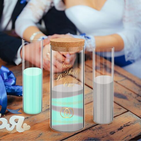 Irenare Unity Sand Ceremony Unity Sand Kit for Wedding Ceremony Set Include 3 Pcs Sand Ceremony Vase, 2 Bags Sand, 1 Cork Stopper for Weddings Engagement Anniversary Memorial Bridal Party(Wedding) in Saudi Arabia