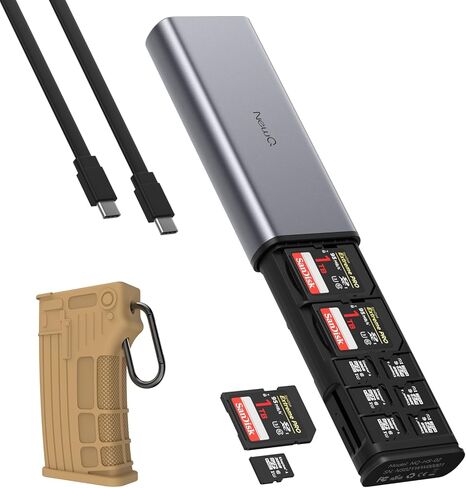 حامل بطاقة الذاكرة NewQ مع قارئ بطاقة SD/TF مزدوج USB 3.2/3.1 وSD 4.0/3.0 معايير 5 جيجابت في الثانية USB-C Micro SD محول بطاقة الذاكرة 312 ميجابايت/ثانية قارئ بطاقة SD من النوع C و14 فتحة حمل in Kuwait