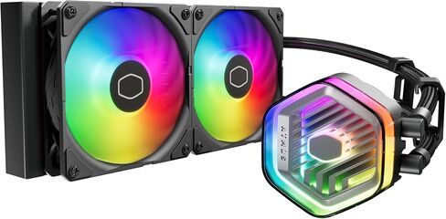 مبرد سائل CoolerMaster MasterLiquid 240 Atmos ARGB Close-Loop AIO، مضخة مخصصة، مراوح Sickleflow Edge PWM، مشعاع 240 مم، CryoFuze، AMD Ryzen AM5/AM4، Intel LGA1700/1200 (MLX-D24M-A25PZ-R1) in Saudi Arabia